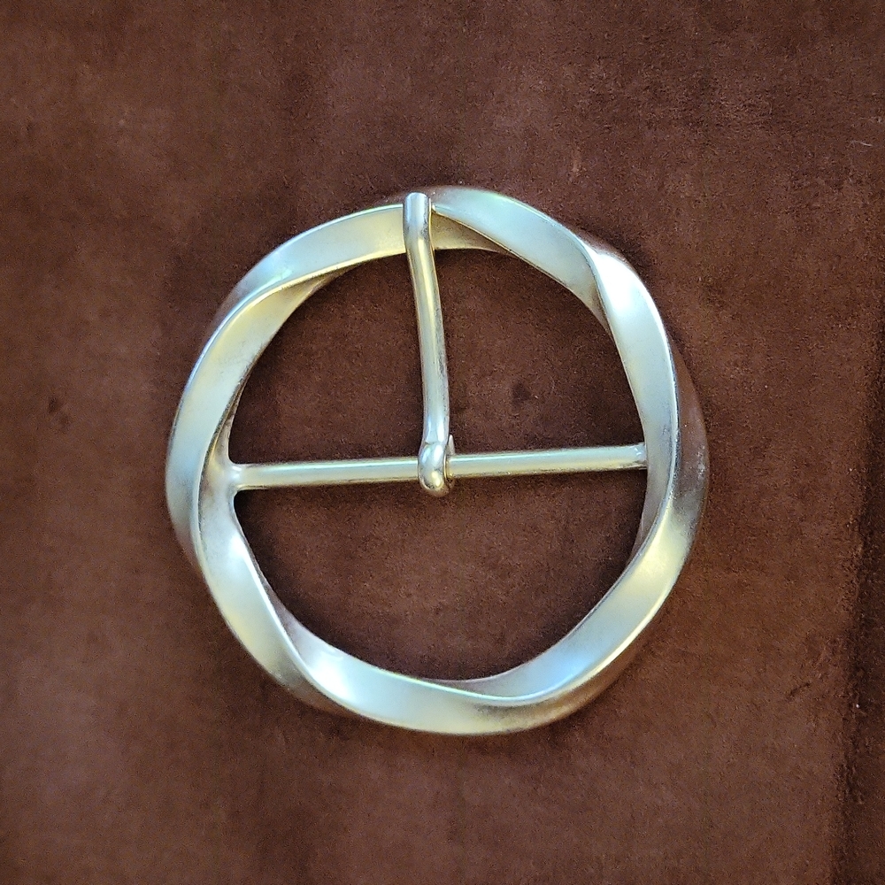 Large Fashion Belt Buckle by ARS FLORENCE 4 inches across Gold Twisted Metal